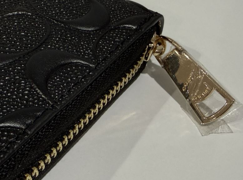 COACH Signature Embossed Leather Long Zip Around Wallet Black/Gold F53834 - NWT