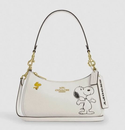 Coach x Peanuts Teri Snoopy Woodstock White Leather Shoulder Crossbody Bag