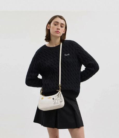 Coach x Peanuts Teri Snoopy Woodstock White Leather Shoulder Crossbody Bag