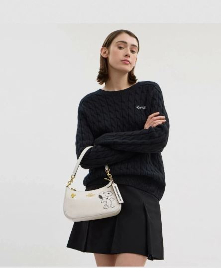 Coach x Peanuts Teri Snoopy Woodstock White Leather Shoulder Crossbody Bag