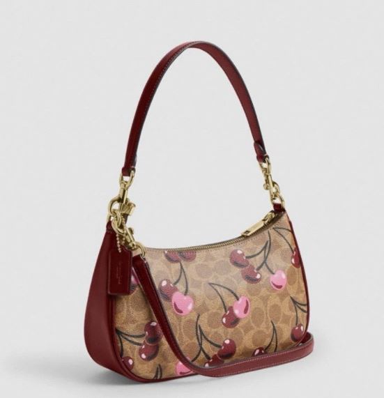 NWT COACH Teri Signature Leather Shoulder Bag With Cherry Print
