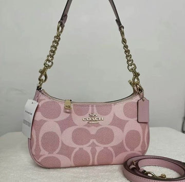 CAL51 COACH Teri Shoulder Bag In signature canvas/Gold/Powder Pink NWT