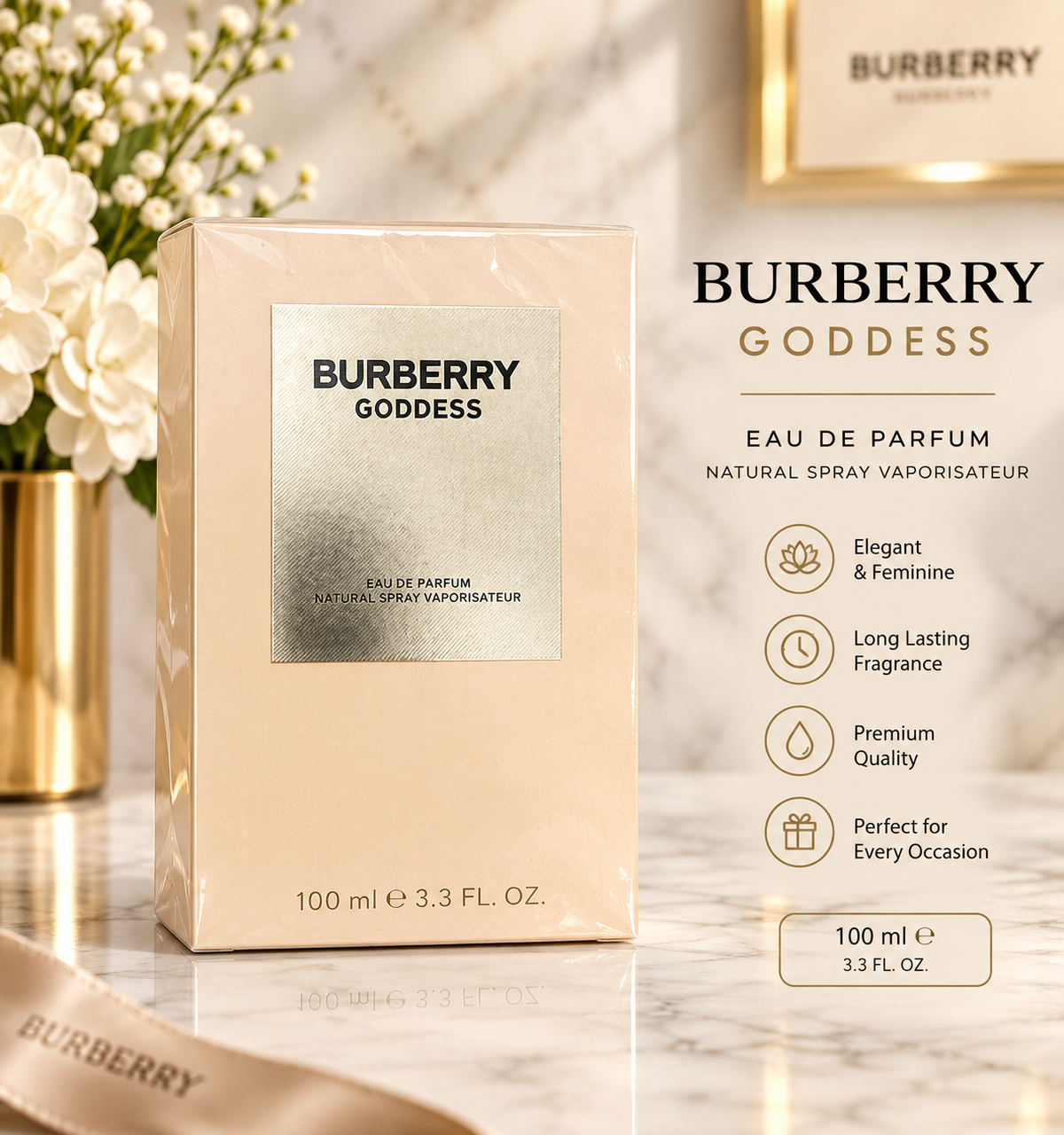 Burberry Goddess Eau de Parfum 3.3 oz 100ml Women’s Perfume New Sealed Box