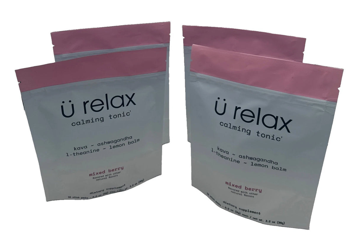 U Relax Calming Tonic 4 Packets MIXED BERRY flavor relax calming drink New