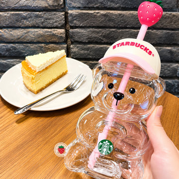 2026 New Starbucks Bearista Bear Cup Tumblers Strawberry Topper Baseball cap