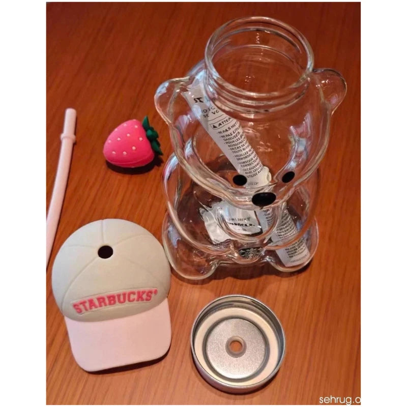 2026 New Starbucks Bearista Bear Cup Tumblers Strawberry Topper Baseball cap