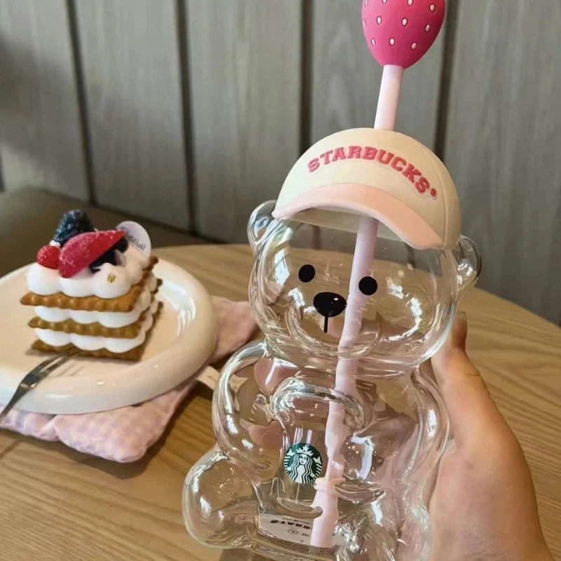 2026 New Starbucks Bearista Bear Cup Tumblers Strawberry Topper Baseball cap