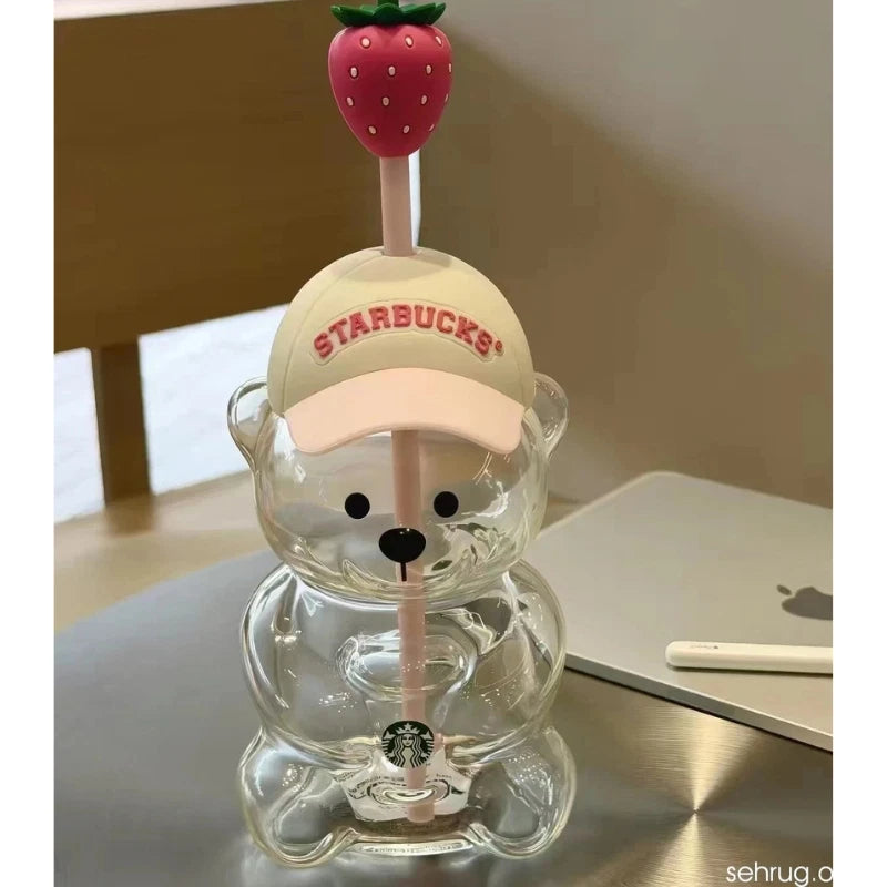 2026 New Starbucks Bearista Bear Cup Tumblers Strawberry Topper Baseball cap
